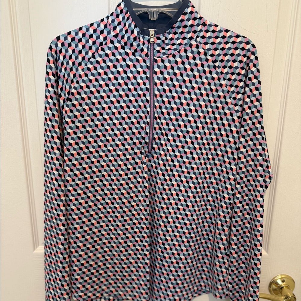 Athletic Quarter Zip Geometric Patterned - image 1